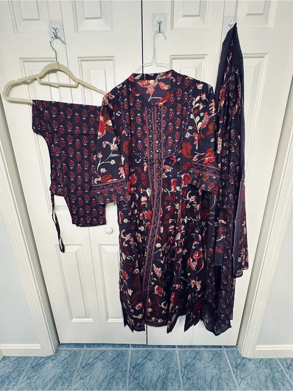 Dark Floral Printed Kurta Set with Dupatta size 23”